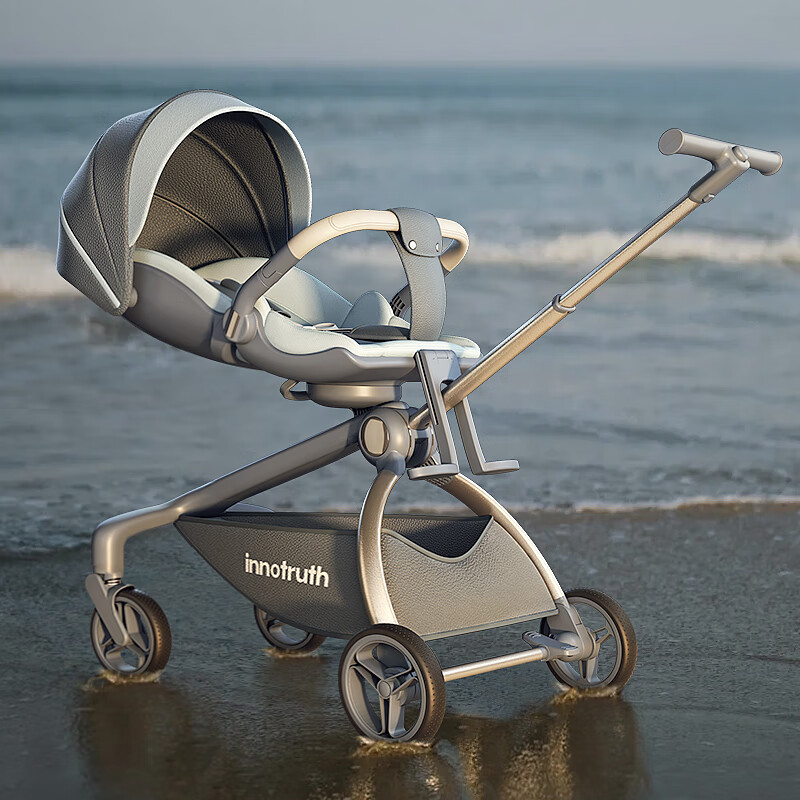 InnoTruth 遛娃婴儿推车可坐可躺一键收车0-3岁用折叠高景观溜娃神车 钛灰pro