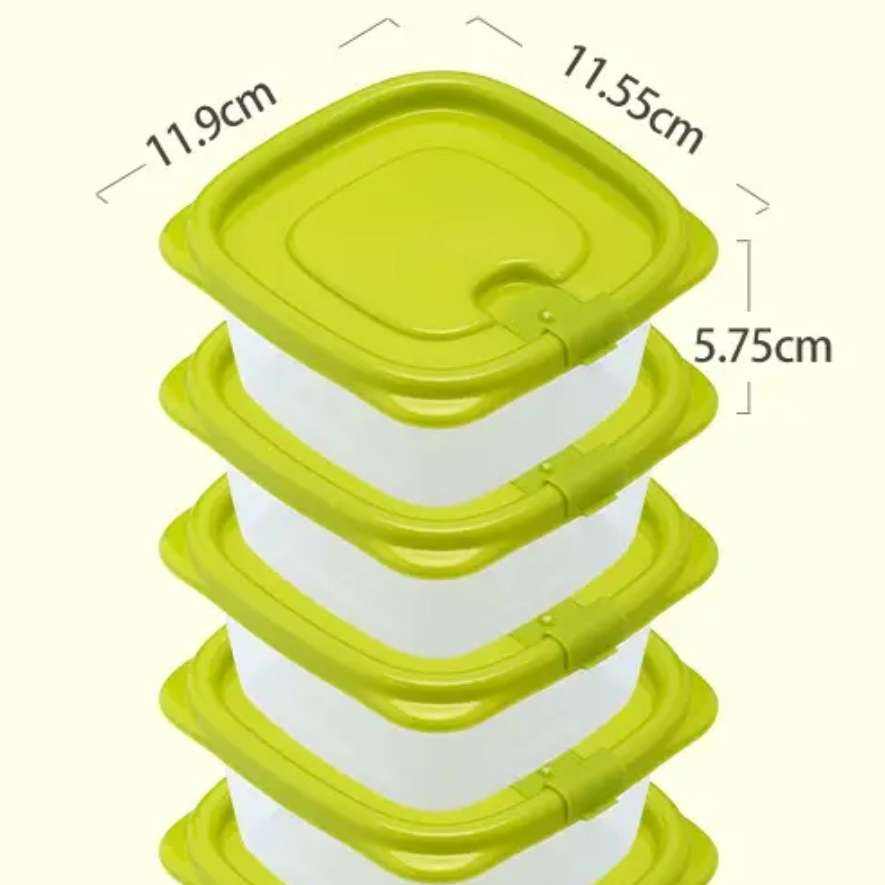 茶花 冰箱保鲜盒塑料 一套6个装 绿色 460ML 9.9元包邮(需领券)