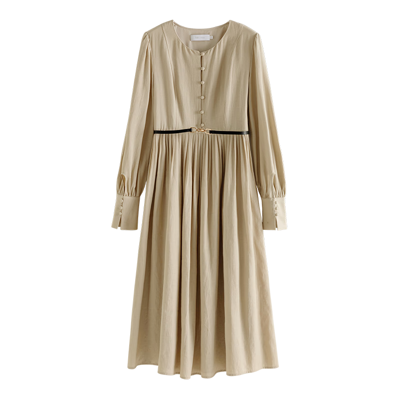 范思蓝恩 23FS13354法式优雅气质连衣裙女春秋长袖复古裙子 黑色 XS 147.95元