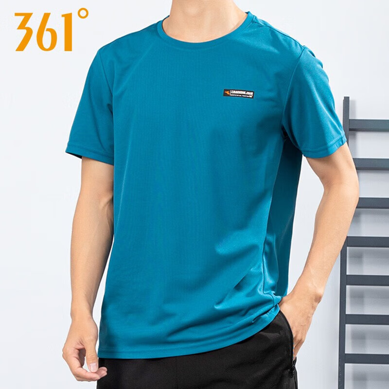 361° 短袖T恤男夏季圆领宽松季运动服男士衣服白色半袖 -4电光绿 M 47元