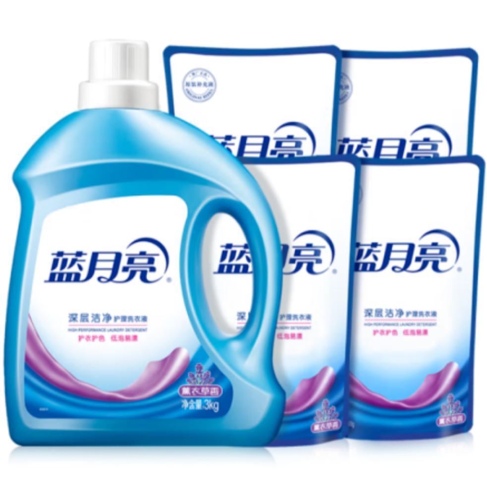 蓝月亮 洗衣液套装 洁净10斤( 3kg*1瓶 +500g*4袋) 41.9元