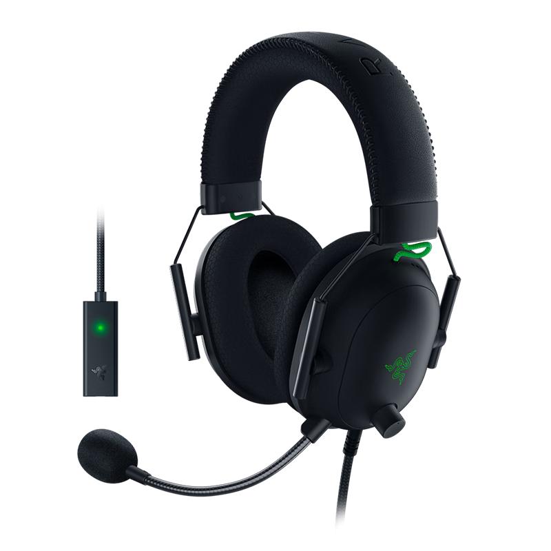 雷蛇 旋风黑鲨V2 耳罩式头戴式降噪有线耳机 黑色 3.5mm+USB声卡 359元（需用券