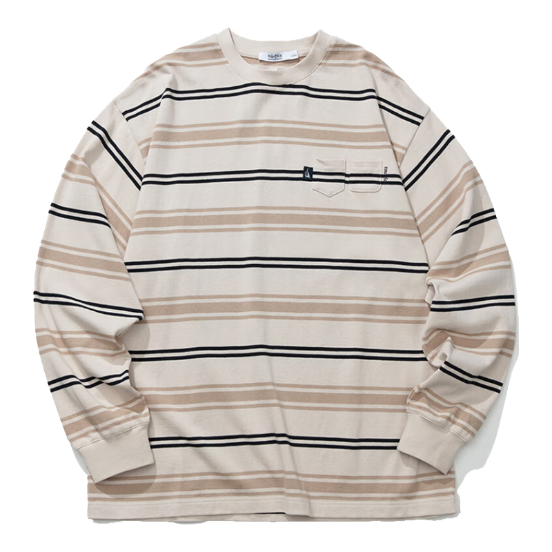 nautica white sail 白帆×CityBoy 中性经典条纹时尚百搭长袖圆领T恤TW4309 月白色1TW
