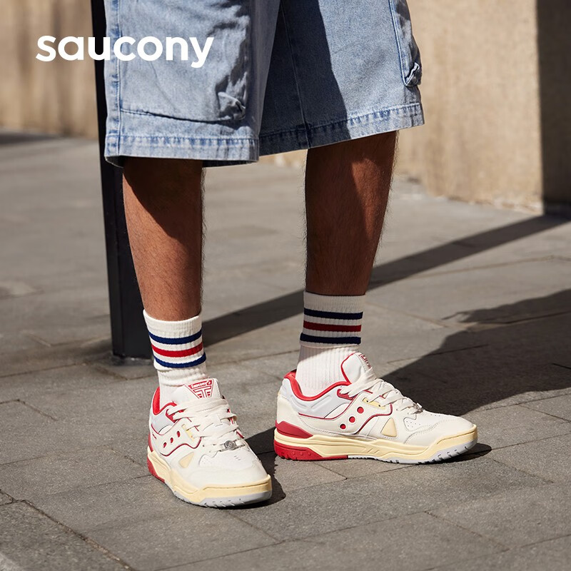 PLUS会员、需首单礼金：Saucony 索康尼 CROSS 真皮牛皮90prm情侣板鞋 S79035 310.35