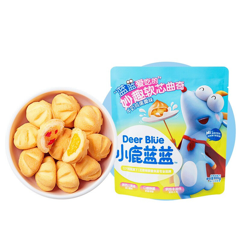 小鹿蓝蓝 妙趣软芯曲奇 牛奶鸡蛋羹味 100g 6.57元（需买3件，需用券）