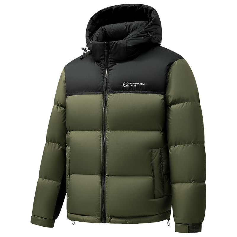 鸭鸭羽绒服 鸭鸭冬季加厚羽绒服男士短款可拆卸帽面包服保暖御寒外套 黑