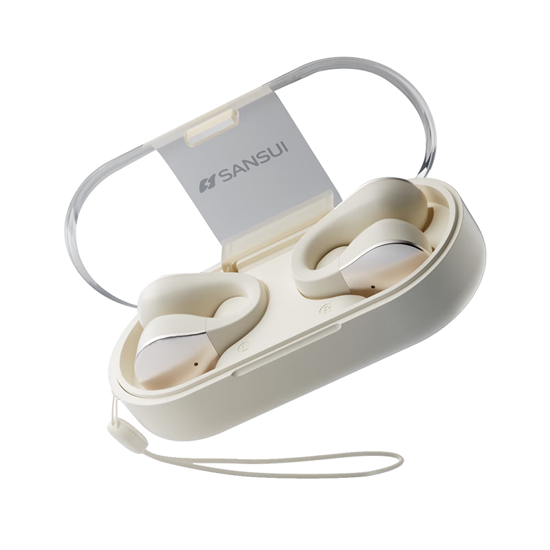 山水 TW90蓝牙耳机不入耳开放式骨传导概念无线耳夹式夹耳运动适用华为索