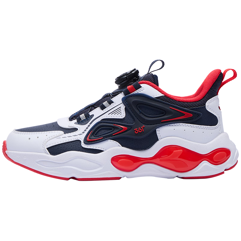 361° 童鞋男童运动鞋皮面旋钮扣儿童休闲鞋冬季中大童鞋子 深石蓝色/361度