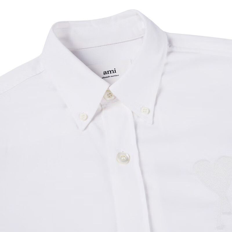 ami 会员价！经典爱心刺绣AMIPARIS男女同款棉质休闲通勤长袖衬衫 白色 1173元