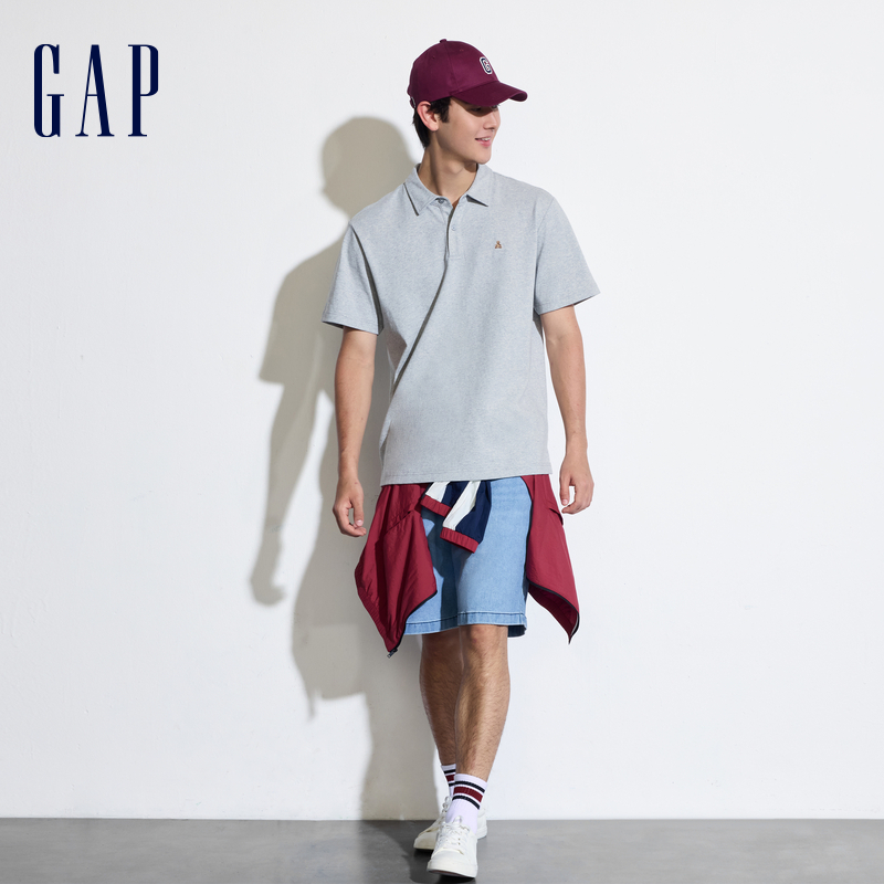 Gap 盖璞 男装2024夏季棉质小熊logo短袖polo衫简约纯色上衣466791 109.15元（需用