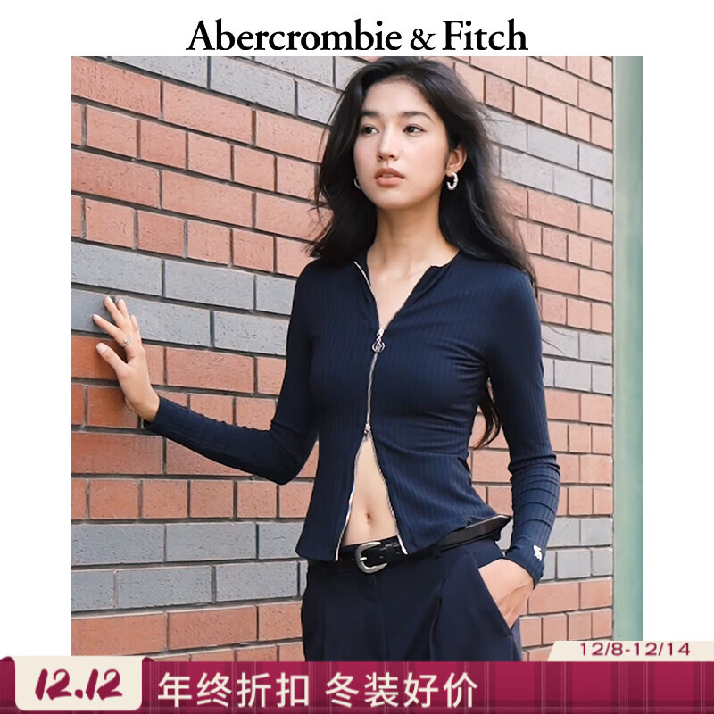 Abercrombie & Fitch 经典小麋鹿图案女装拉链开衫139-5707 海军蓝 XXS (160/80A) 235元