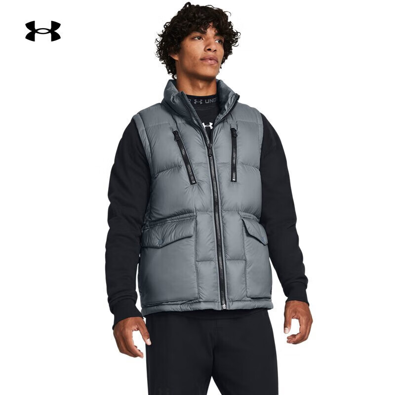 安德玛 UNDERARMOUR）秋冬ColdGearInfrared男子训练运动羽绒马甲1378837 灰色002 XL 648