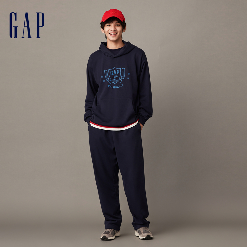 Gap 盖璞 男装春秋LOGO宽松廓形舒适套头运动卫衣高级休闲连帽衫841225 170.05元