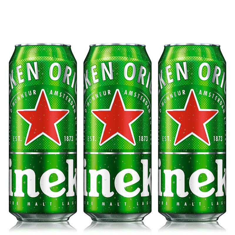Heineken 喜力 经典500ml*18听整箱装 赠 喜力经典500ml*3听 109元