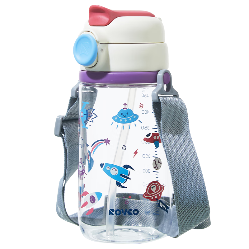 日康 水杯儿童 双饮口吸管杯 便携水壶480ml 茄皮紫 16.71元