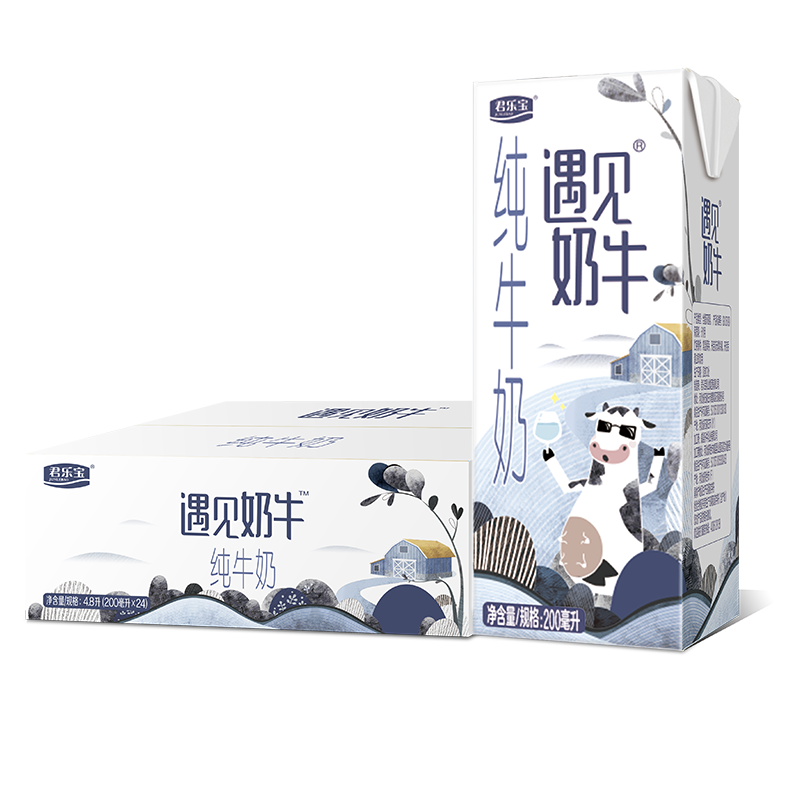 京东会员：君乐宝（JUNLEBAO）遇见奶牛 营养品质纯牛奶200mL*24 *2件 64.32元（