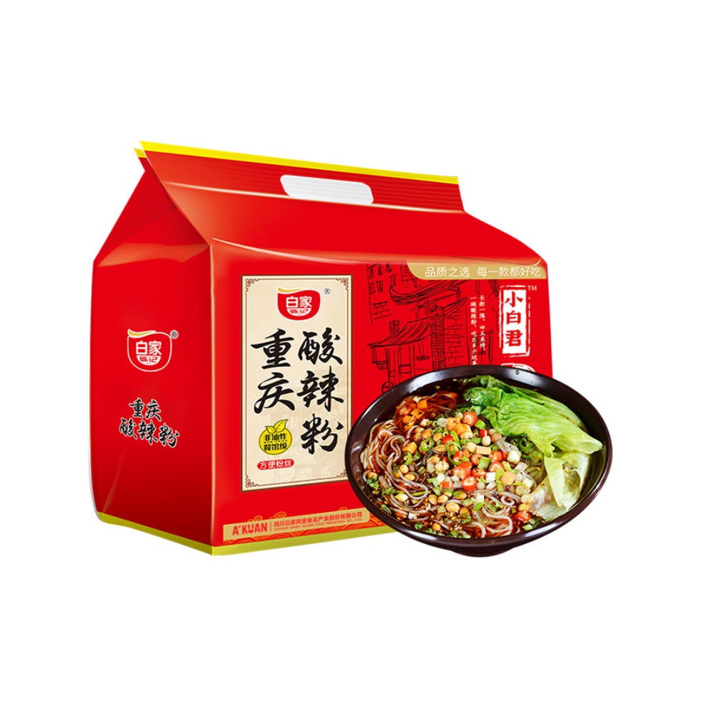 淘金币，白家陈记重庆酸辣粉425g*1提5包 券后7.9元