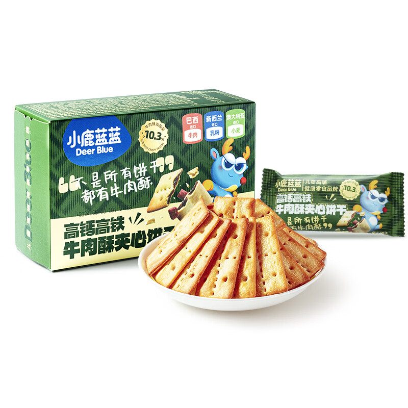 小鹿蓝蓝 儿童牛肉酥夹心饼干 100g 6.9元（需换购，共11.8元包邮）