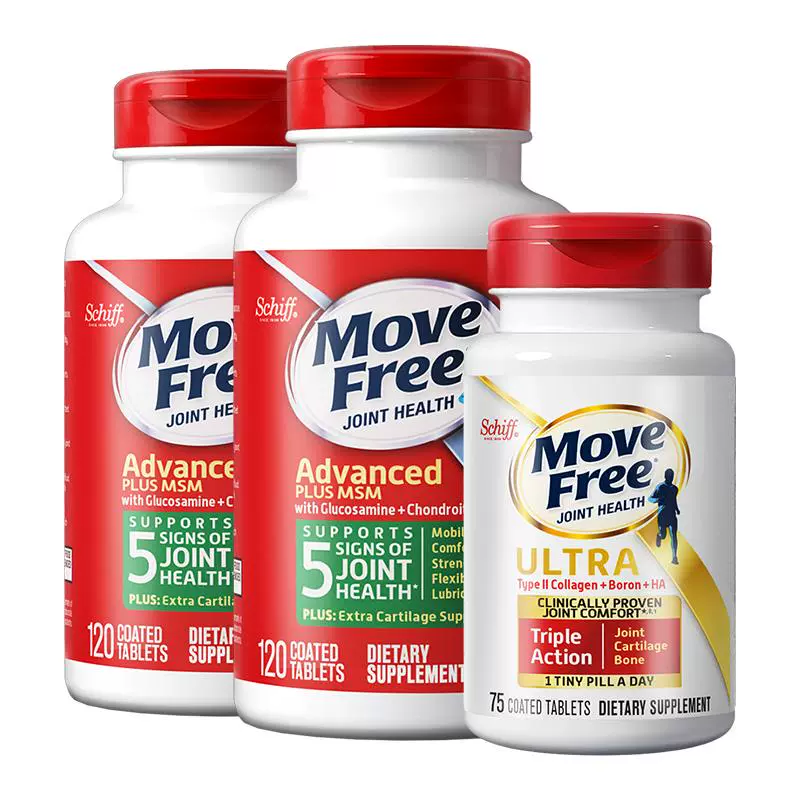 Move Free 益节 MoveFree益节进口氨糖维骨力钙片绿120*2+白瓶骨胶原75粒 ￥543.4