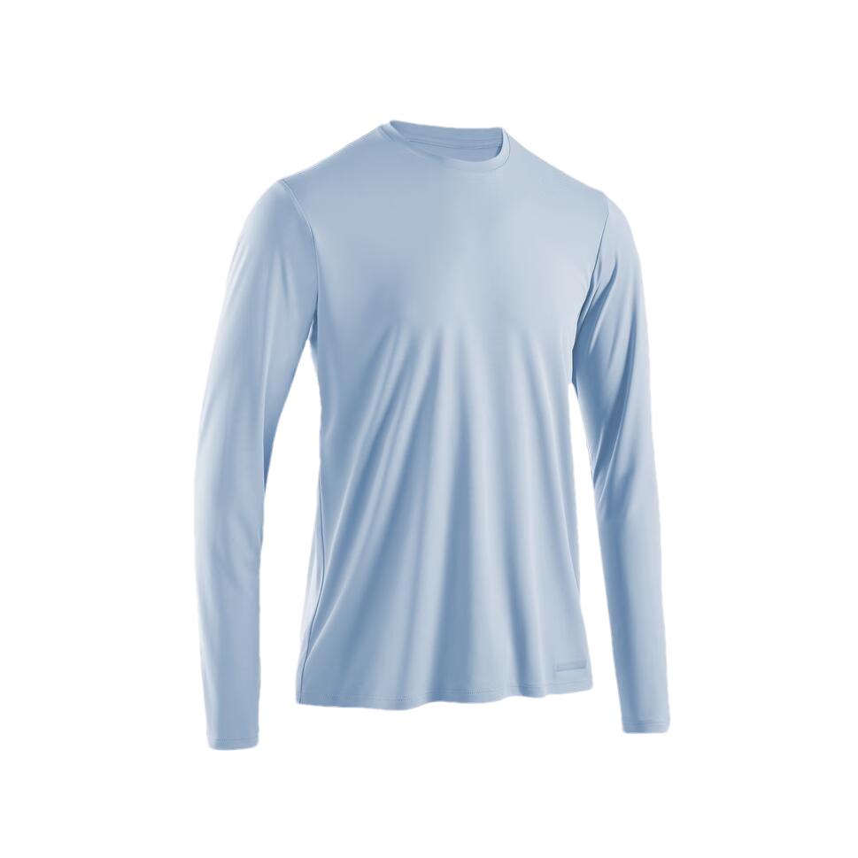 迪卡侬 T恤运动速干衣男跑步打底长袖户外上衣4925447 水洗牛仔蓝 L 49.9元