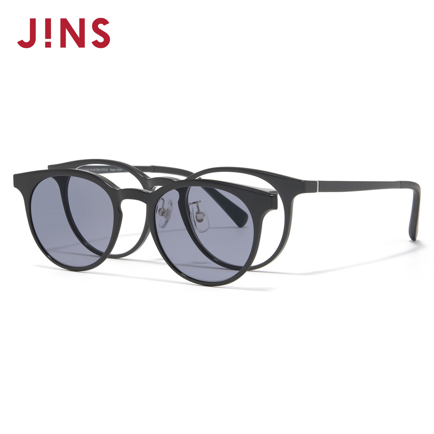 移动端：JINS 近视太阳眼镜圆框磁吸贴片偏光墨镜可加配镜片MUF26S063 819元（