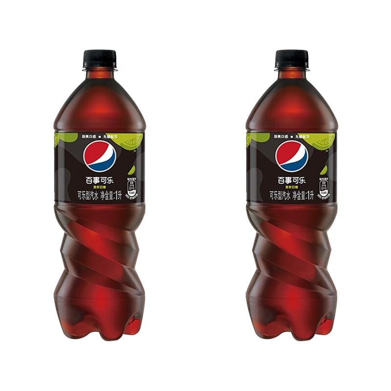 pepsi 百事 可乐1L*12瓶大瓶装七喜美年达无糖树莓青柠味年会家庭聚饮料饮品 青柠 1L*2瓶 4.29元