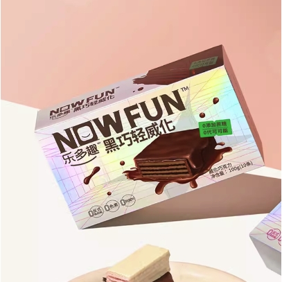 1条热量才50大卡！：NOWFUN 乐多趣 0蔗糖巧克力威化轻黑巧 100g*6盒 79.9元