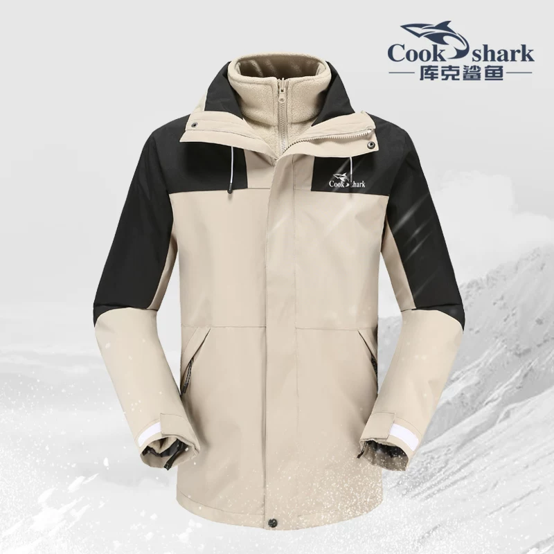 cookshark 2023新冲锋户外风衣男女三合一可拆卸加绒加厚登山服外套 69元 - 86线报