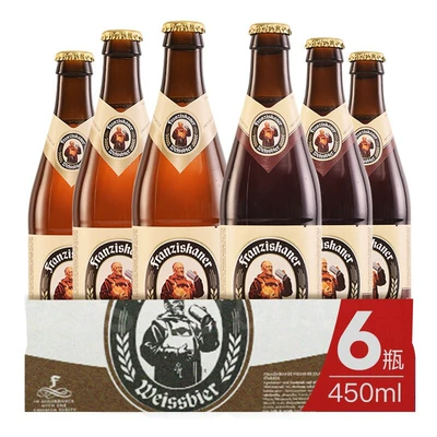 百亿补贴：德国风味教士啤酒国产范佳乐小麦白啤/黑啤450ml整箱12瓶包邮 61.9