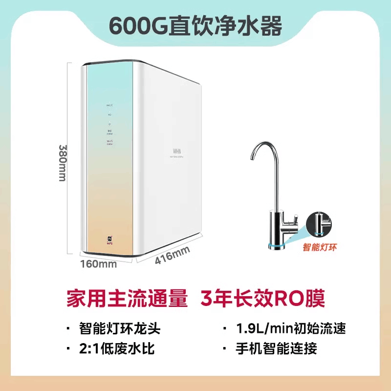 WAHIN 华凌 净水器600G家用自来水过滤直饮机RO零陈水反渗透 1139.05元