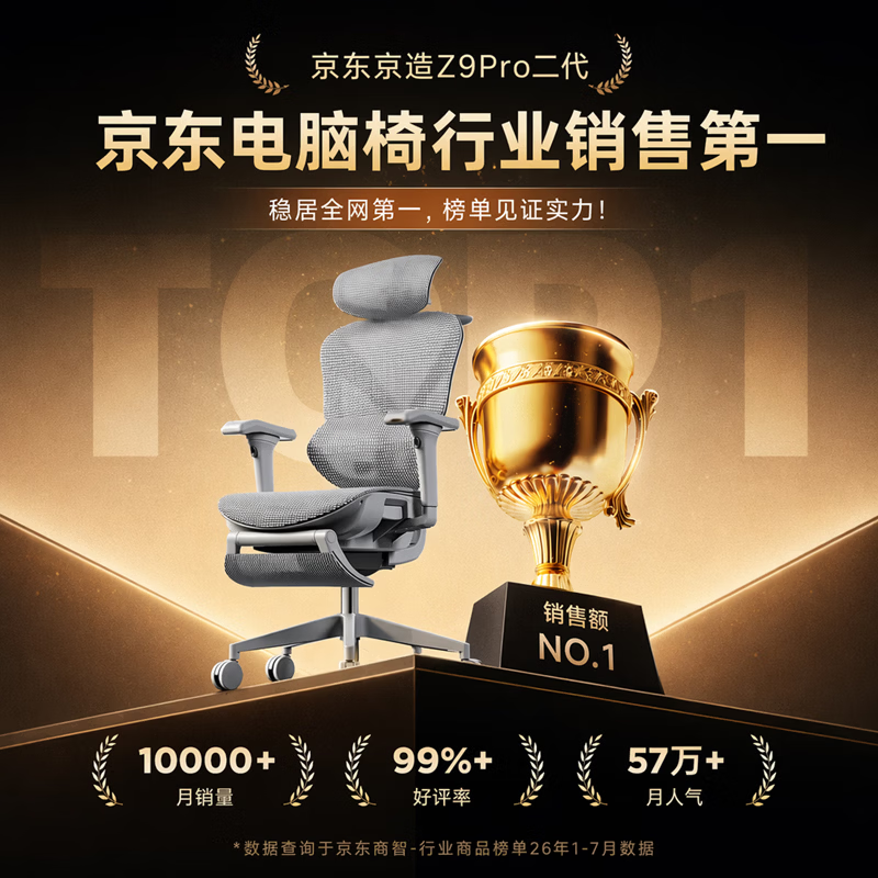 京东京造 Z9Pro二代 人体工学电脑椅 灰色 719元 - 线报酷