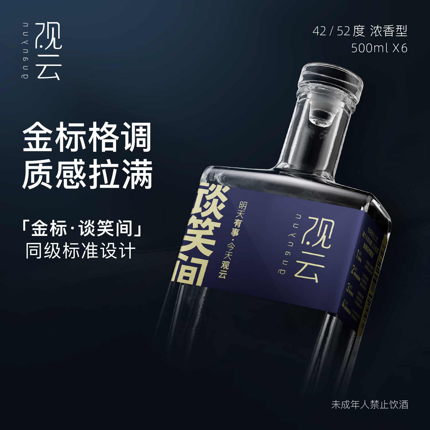 GuanYun 观云 蓝标谈笑间 42度 浓香型白酒 500ml*2瓶 59元