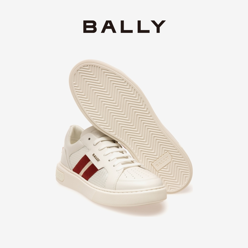 BALLY 巴利 2021新款MELYS-T男士皮革条纹网眼运动小白鞋 6237753 白色 40 4028元