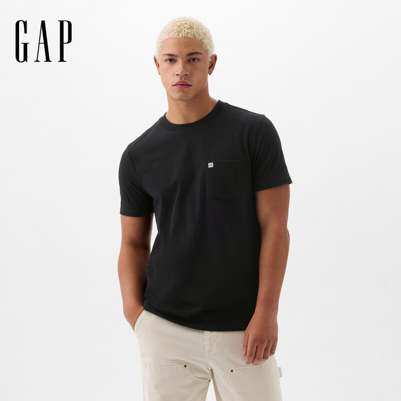 Gap 盖璞 2025春季 纯棉logo口袋常规短袖T恤 美版 857901 ￥59