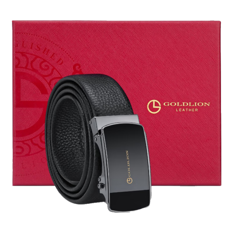 金利来 男士自动扣头层牛皮腰带 商务时尚裤带 礼盒装 新年情人节礼物 160.6