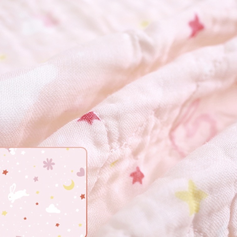 全棉时代 婴儿浴巾儿童6层水洗纱布绗缝大毛巾小兔星星95*95cm1件装 69.22元