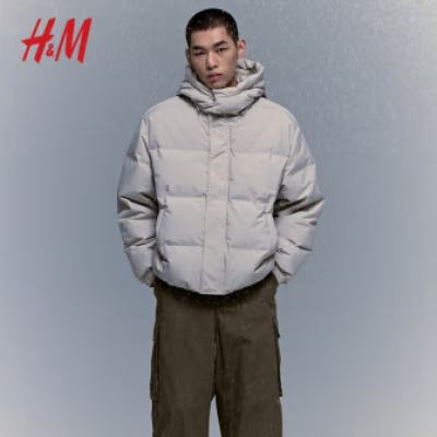 20点开始：H&M 男装女装羽绒服 加绒连帽款 1238585 含绒量215g 275元包邮（需用