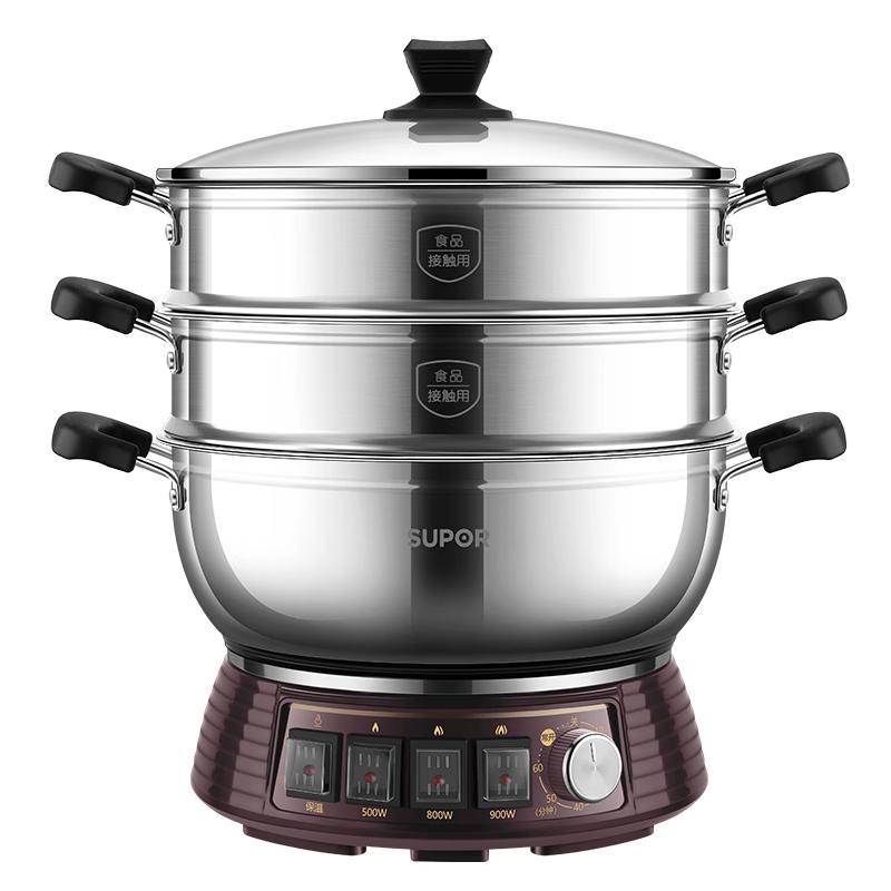 苏泊尔 电蒸锅21L家用大容量多功能电火锅蒸炒煮一体蒸锅2200W全钢蒸笼0涂层