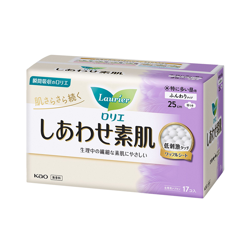 Laurier 乐而雅 包邮日本进口花王乐而雅日用干爽卫生巾25cm*17片透气柔软姨妈