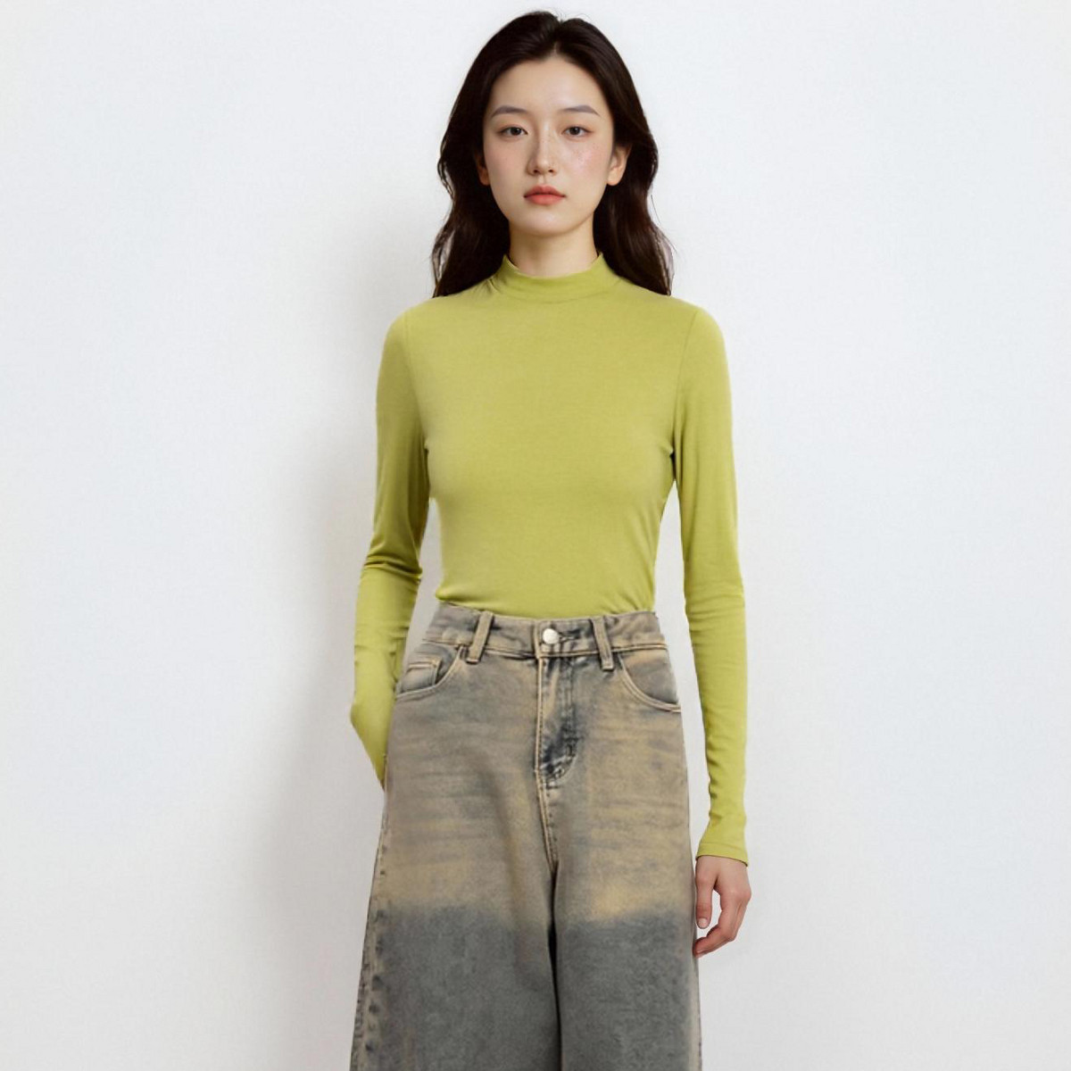 西町村屋 冬季磨毛针织打底衫 女装秋冬休闲文艺百搭上衣 商场同款 53元