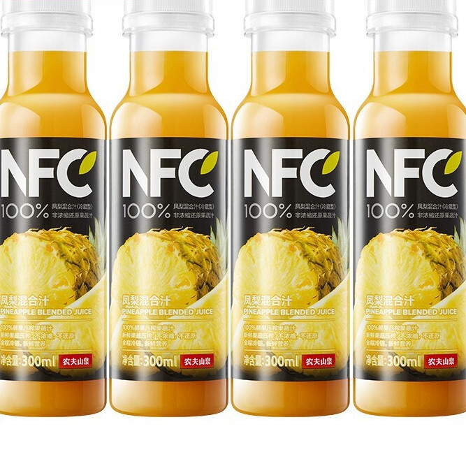 农夫山泉 NFC果汁饮料（冷藏型） 100%鲜果压榨凤梨混合汁 300ml*4瓶 22.66元（需买2件，需用券）