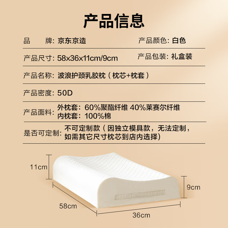 京东京造 纯享乳胶枕 94%天然乳胶 波浪款 泰国原芯进口 147.01元（需用券）