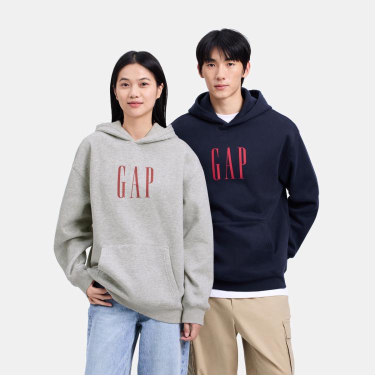 Gap 盖璞 男士印花字母logo抓绒连帽卫衣 660088 142元包邮