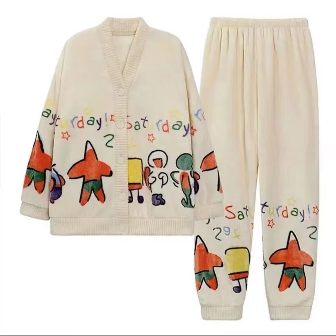 有只绵 睡衣加绒加厚 保暖珊瑚绒居家套装 39.9元（需用券）