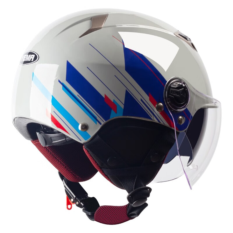 YEMA 野马 3C认证国标电动车头盔男女四季通用双镜片摩托车安全帽秋冬季半