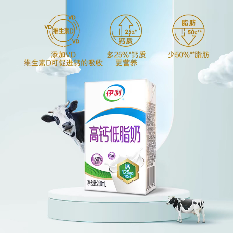 伊利 高钙低脂牛奶 250ml×21盒 30.57元(需用券)