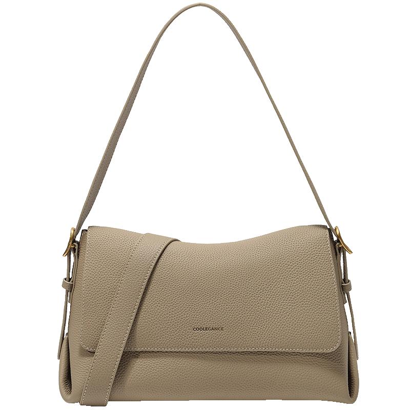 百丽 包包女2025牛皮质感通勤单肩小方包M8605DX5 灰色 F 499元（需用券）