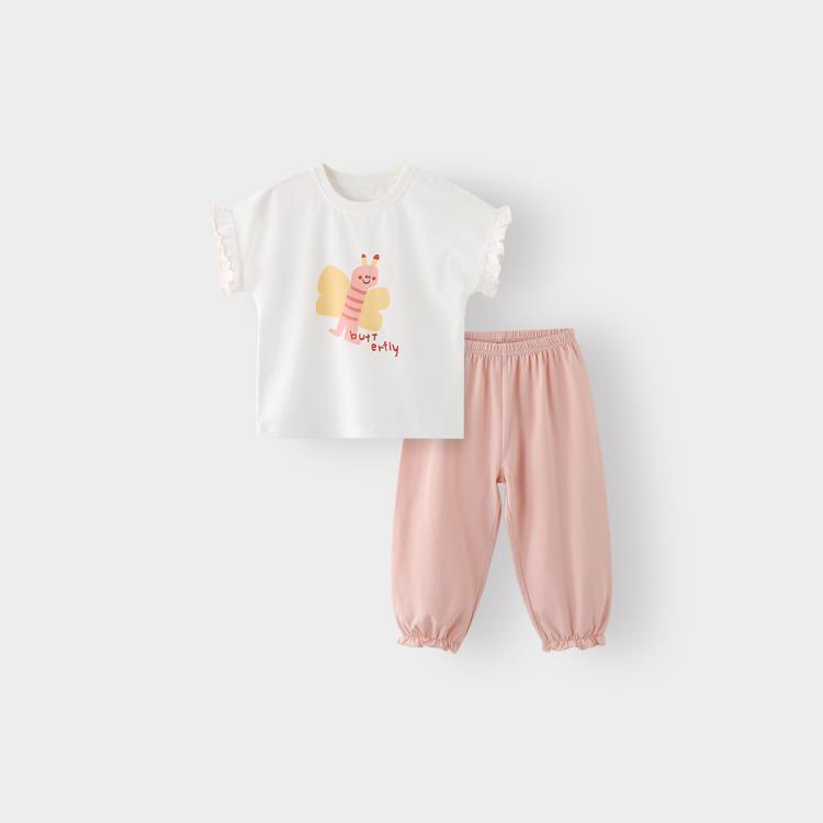 BALIPIG 巴厘小猪 女童短袖套装夏季薄款女宝宝甜美可爱两件套婴儿分体 52元