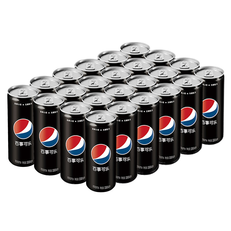 pepsi 百事 plus会员：百事可乐 无糖黑罐 Pepsi 细长罐 330ml*24听（新老包装随机