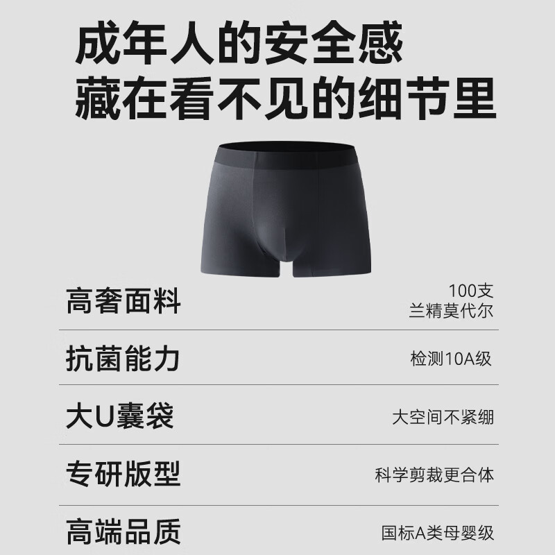 京东京造 【10A抑菌】100支莫代尔大码平角裤3条装 59.9元